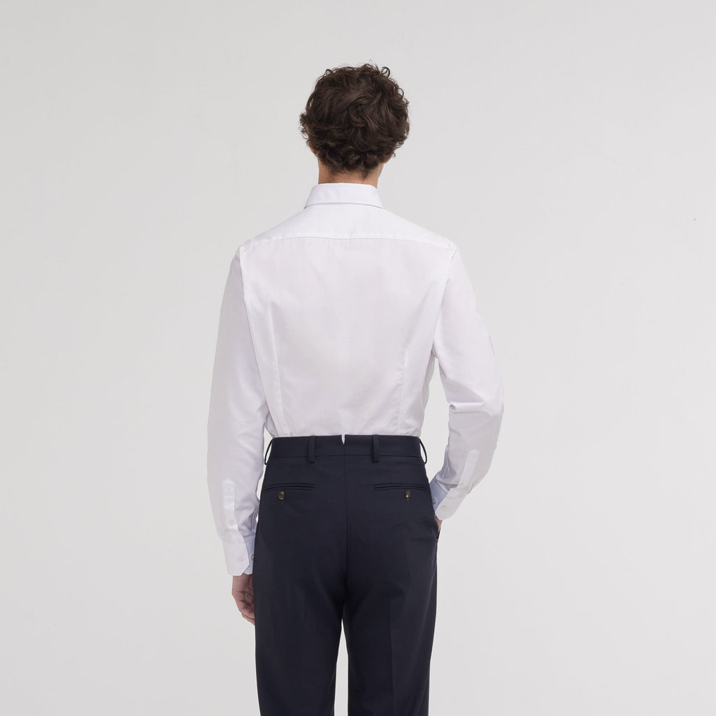 Chemise cintrée double retors en popeline blanche
