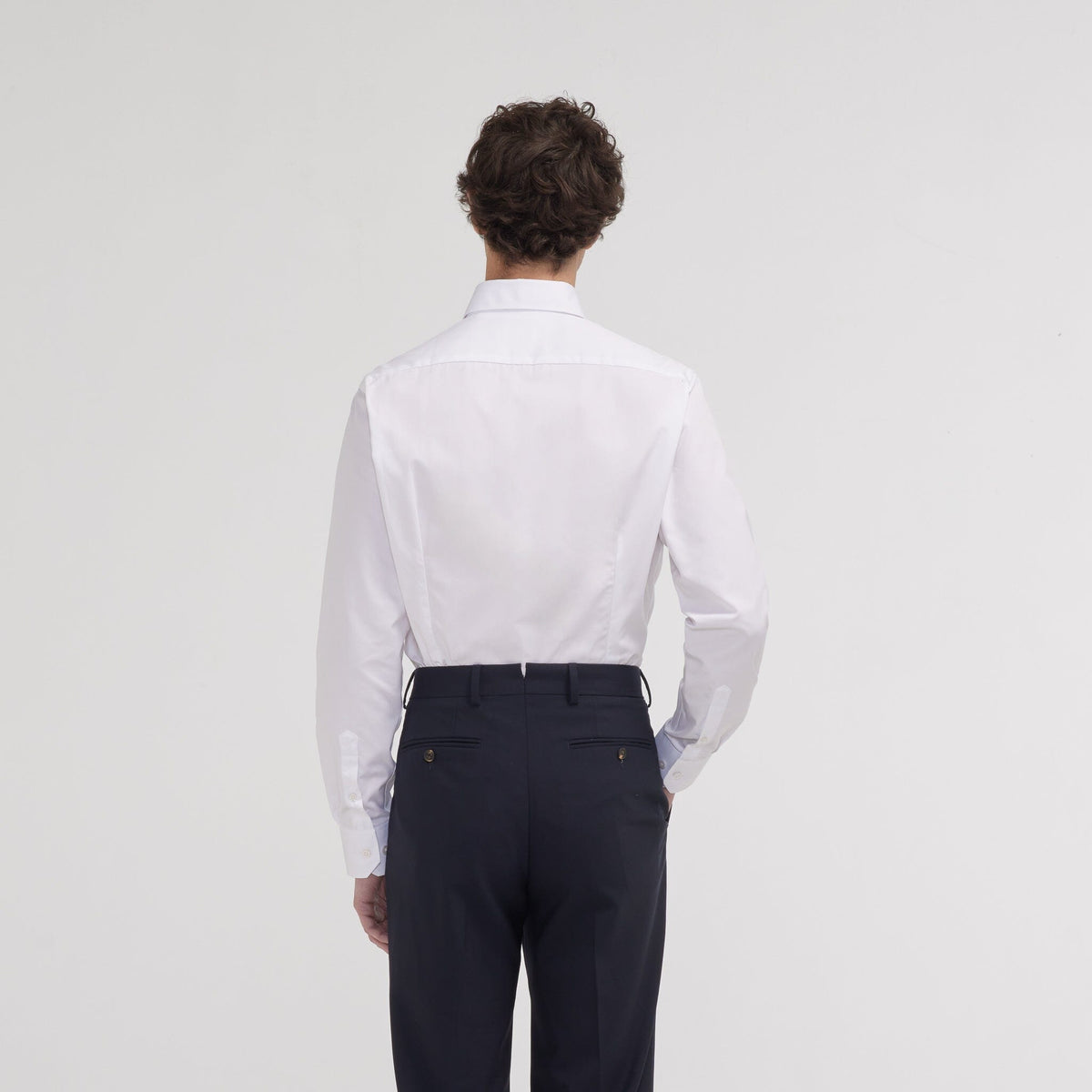 Chemise cintrée double retors en popeline blanche