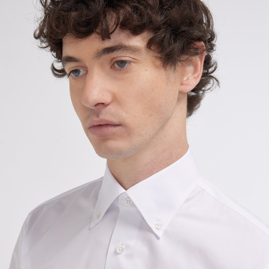 Chemise cintrée double retors en popeline blanche