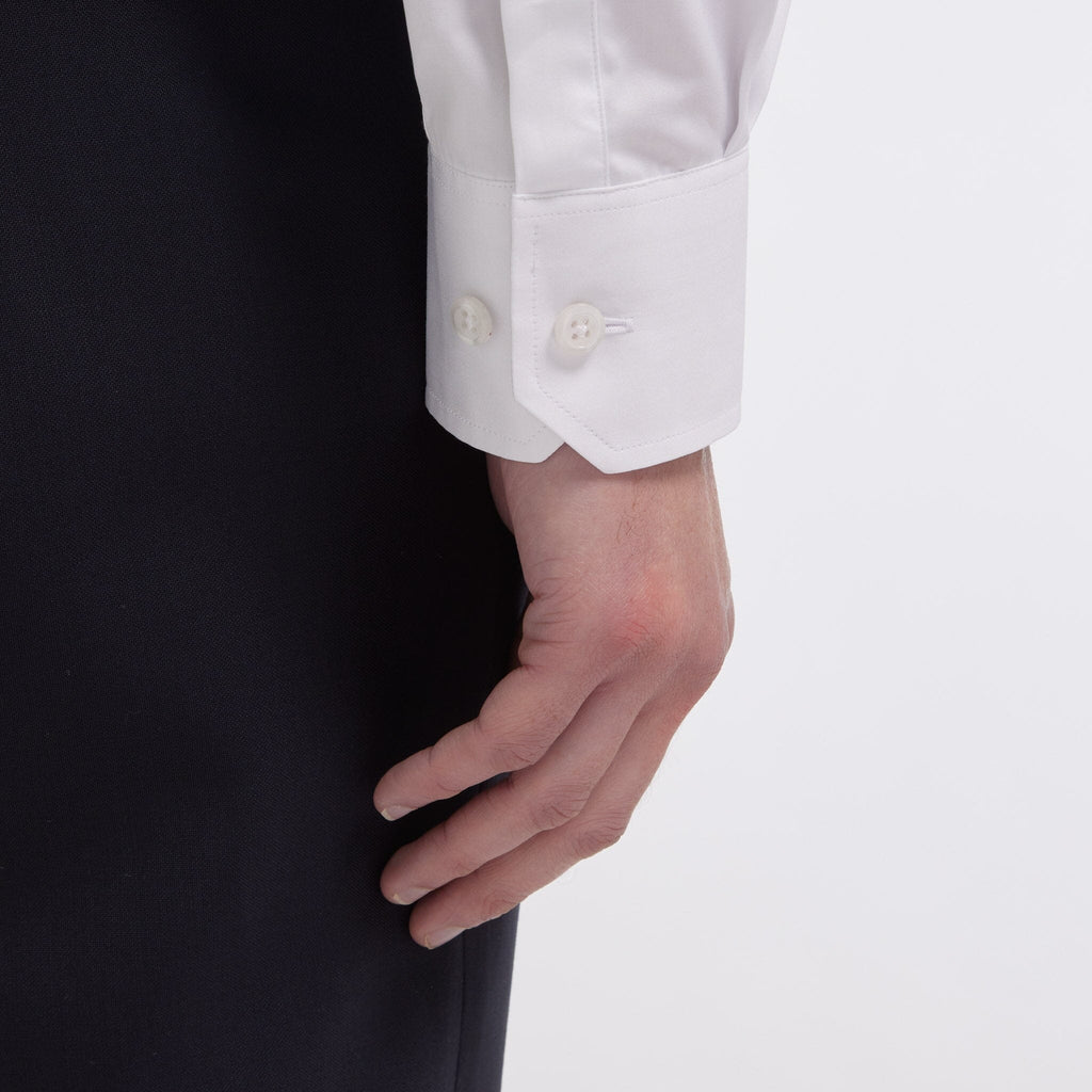 Chemise cintrée double retors en popeline blanche