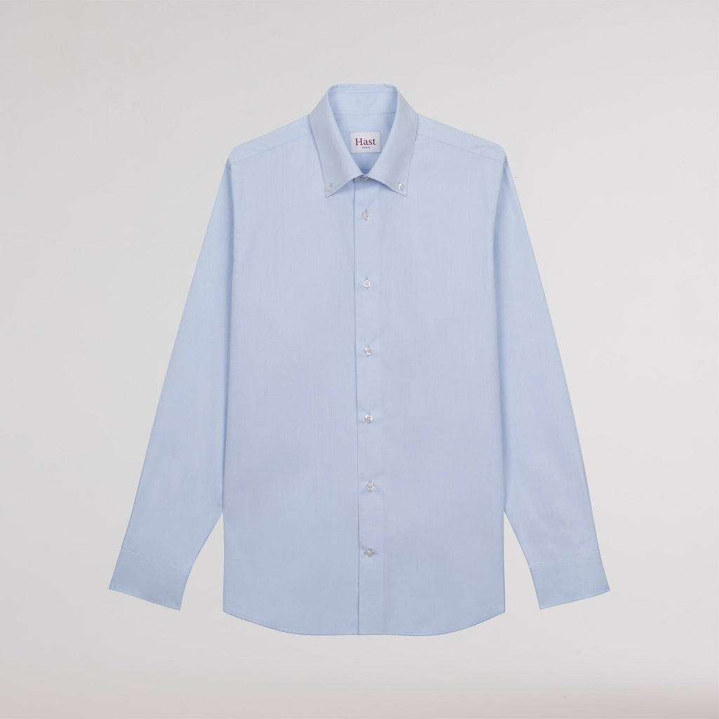 Chemise cintrée en popeline double retors bleu ciel