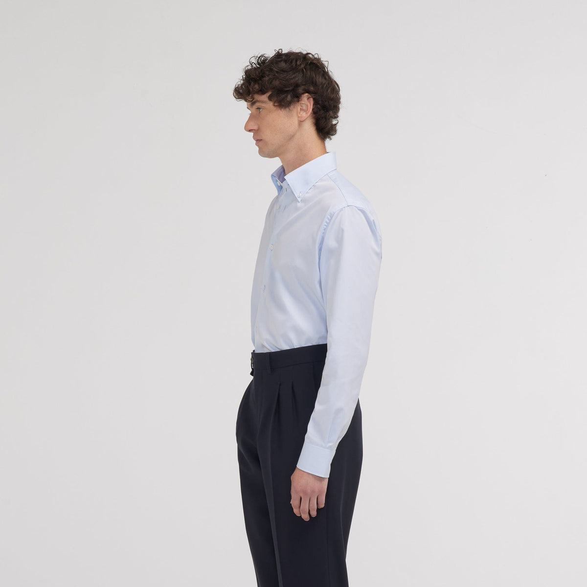 Chemise cintrée en popeline double retors bleu ciel