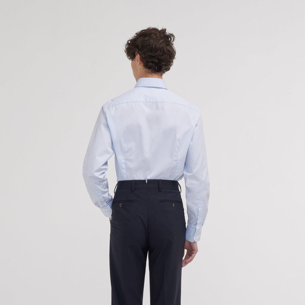 Chemise cintrée en popeline double retors bleu ciel