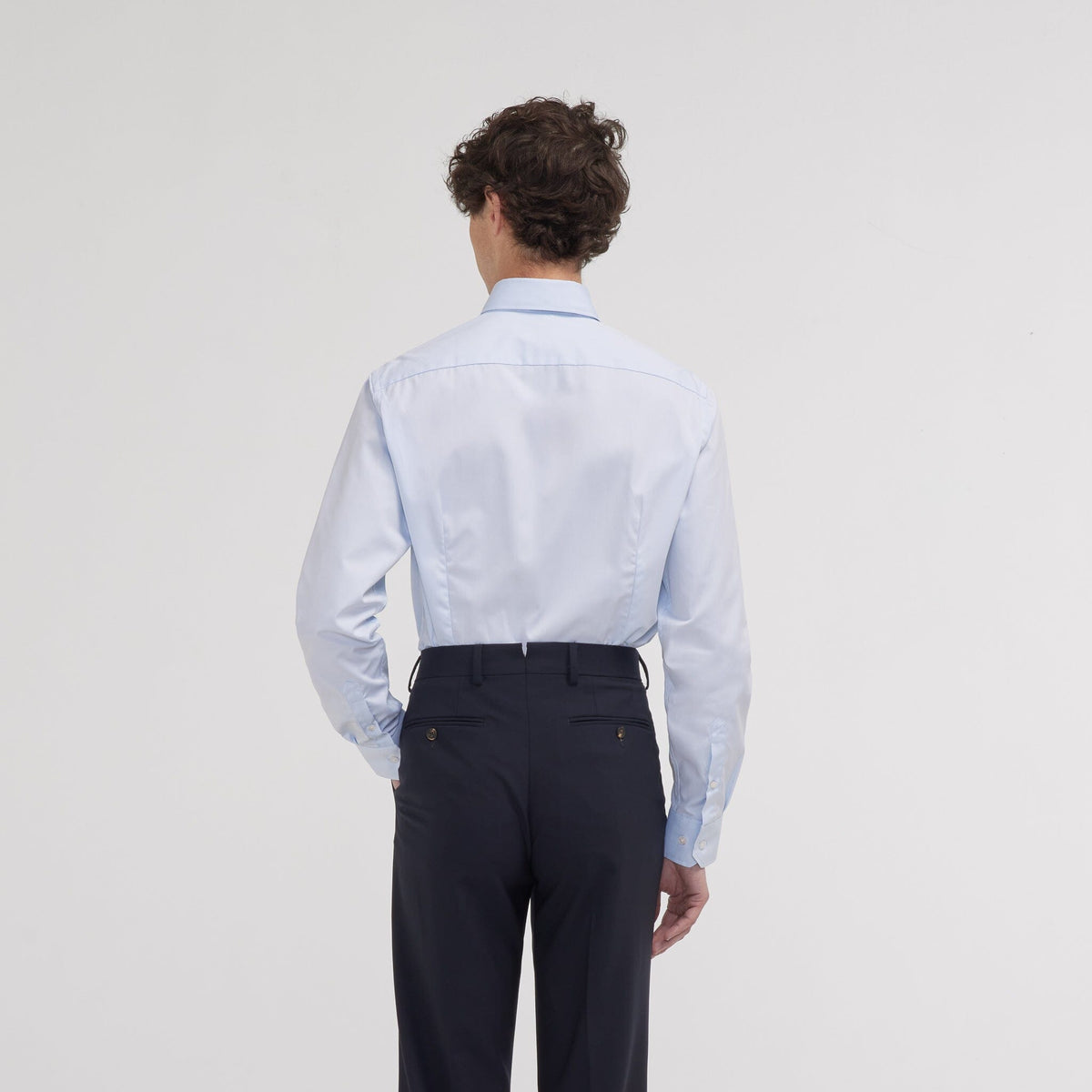 Chemise cintrée en popeline double retors bleu ciel