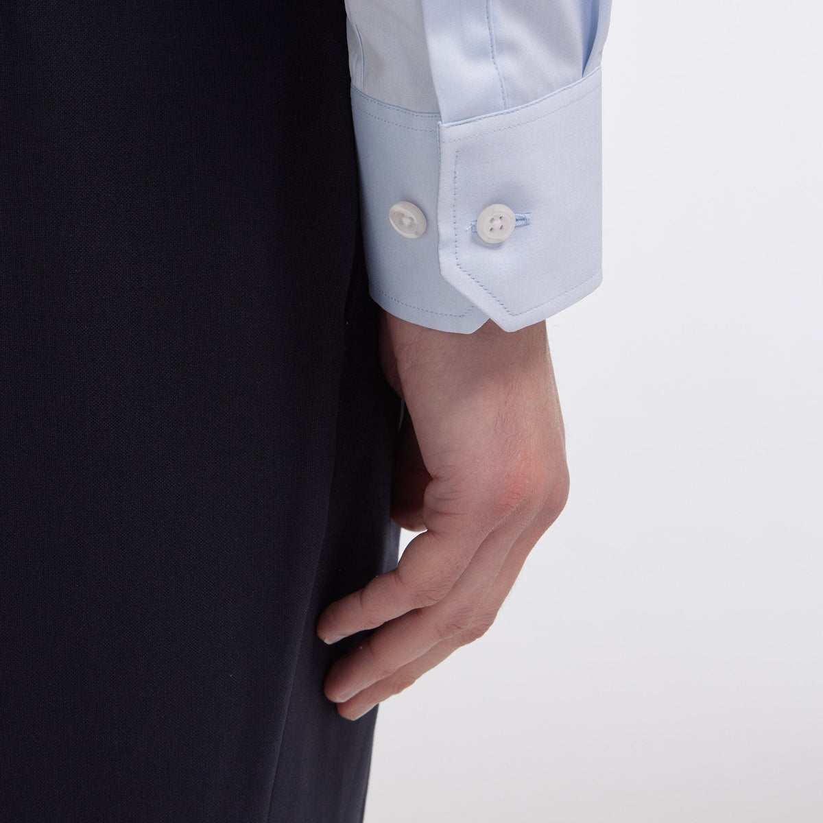 Chemise cintrée en popeline double retors bleu ciel