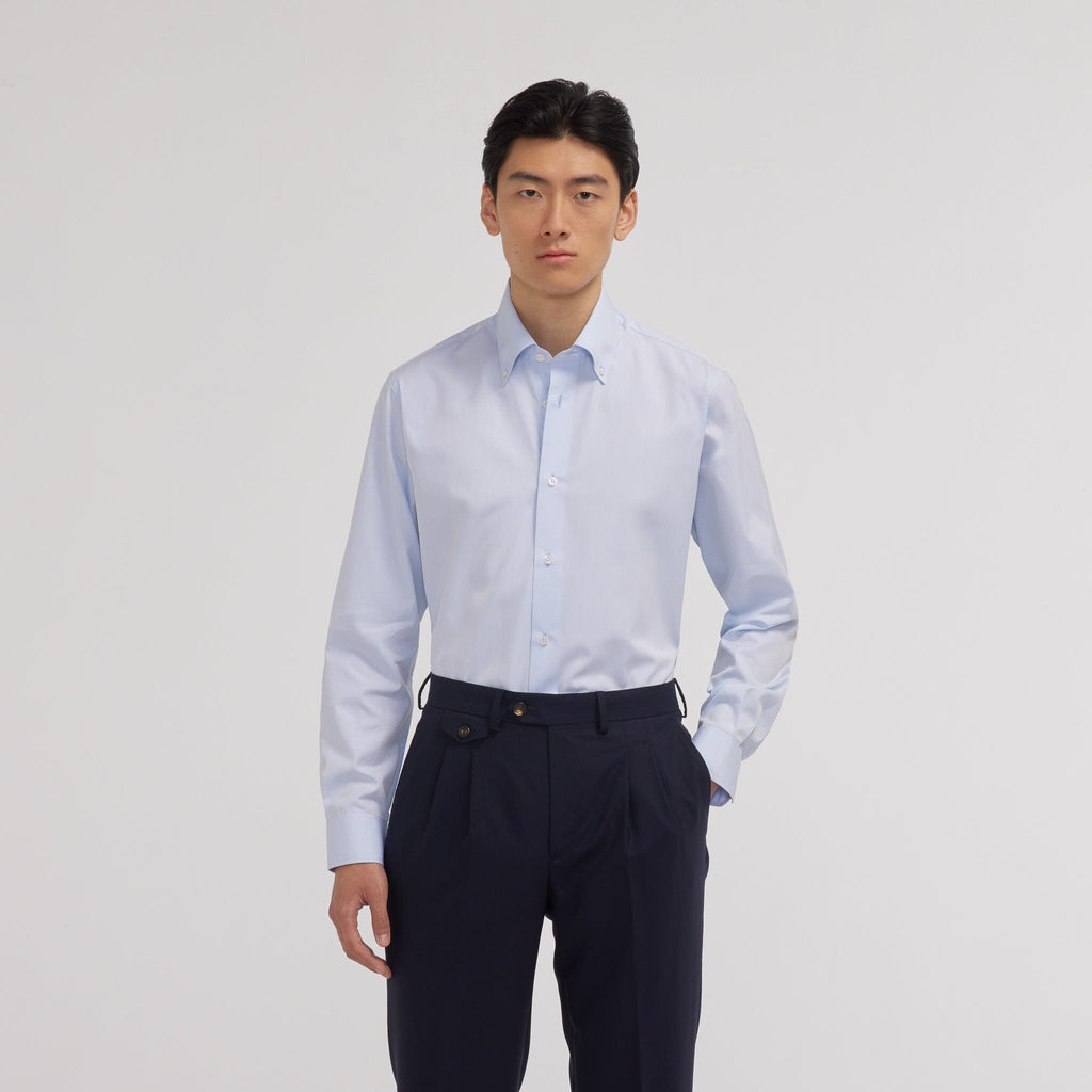 Chemise en popeline double retors bleu ciel