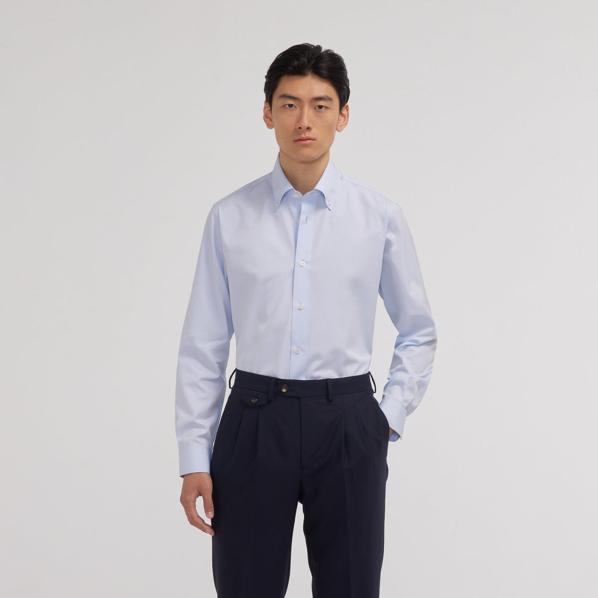 Chemise en popeline double retors bleu ciel