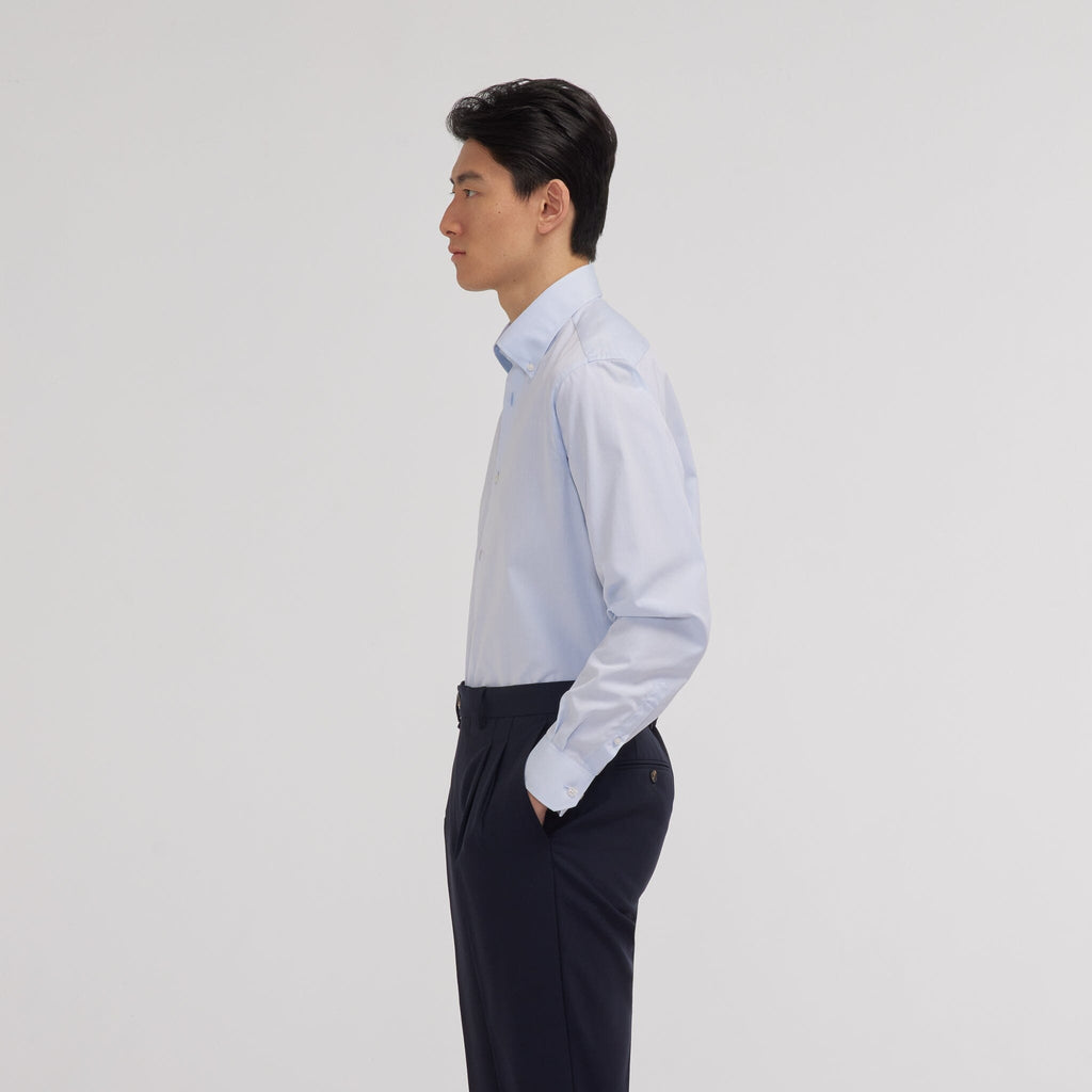 Chemise en popeline double retors bleu ciel