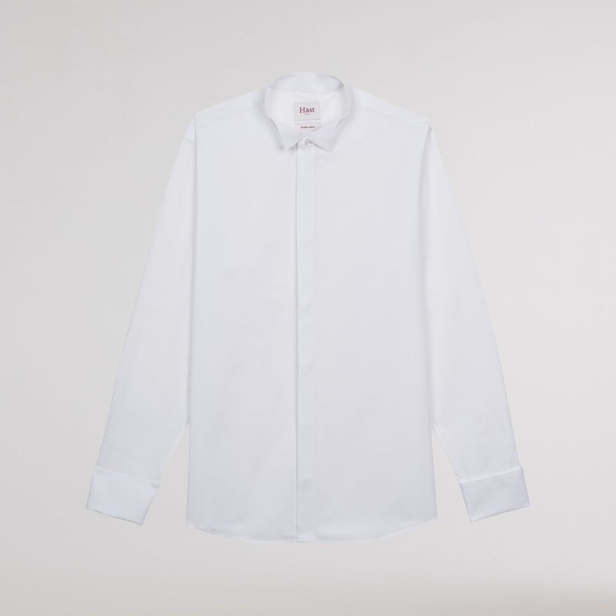 Chemise en popeline double retors blanche à poignets mousquetaires