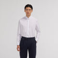 Chemise en popeline double retors blanche à poignets mousquetaires
