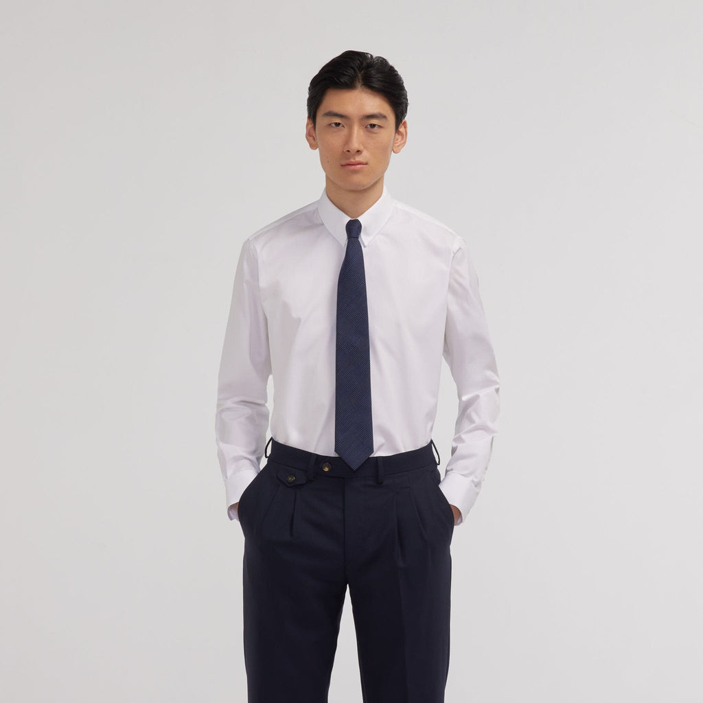 Chemise en popeline double retors blanche