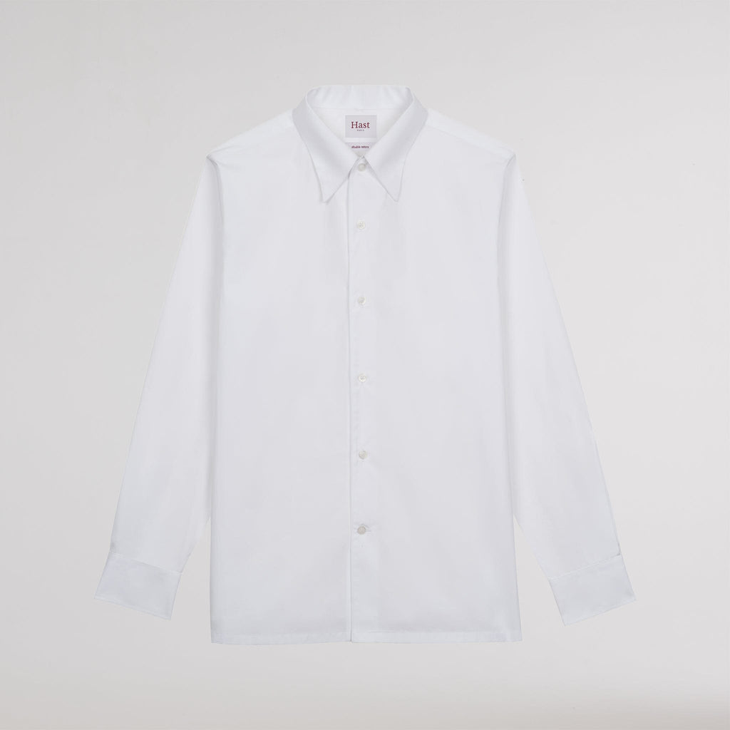 Chemise cintrée en popeline double retors blanche