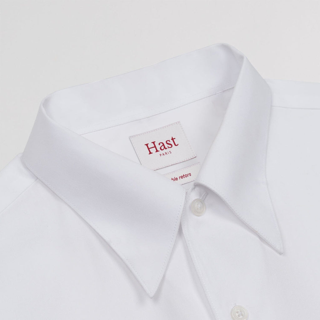 Chemise cintrée en popeline double retors blanche