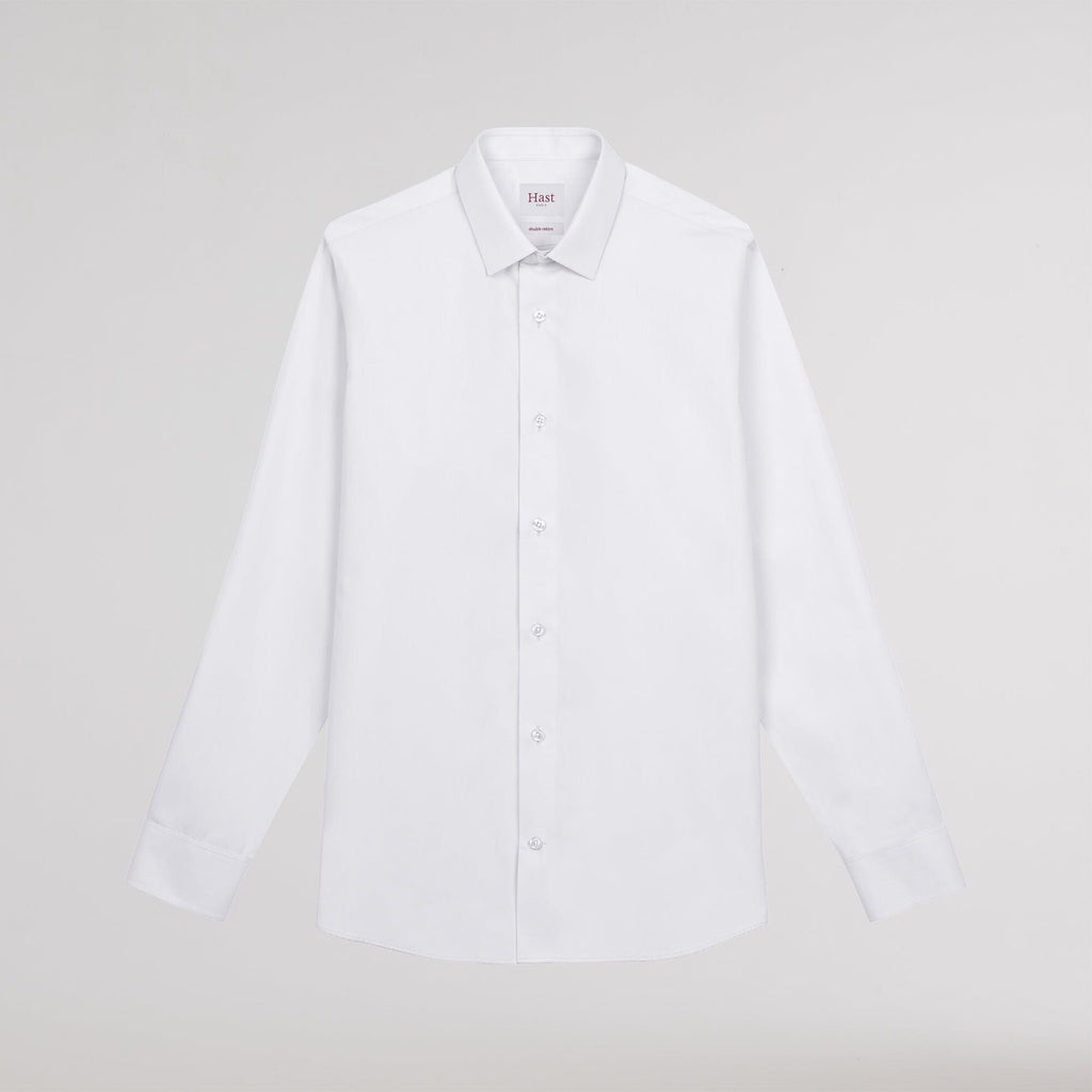 Chemise cintrée en popeline double retors blanche
