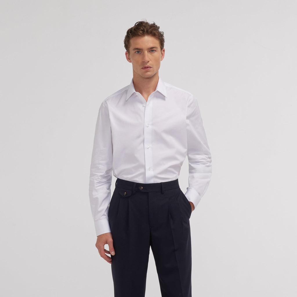 Chemise grande longueur en popeline blanche