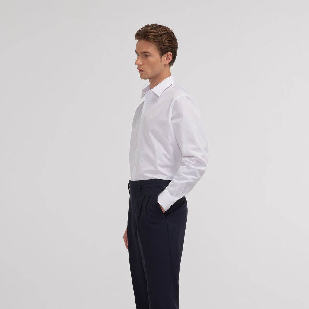 Chemise en popeline double retors blanche