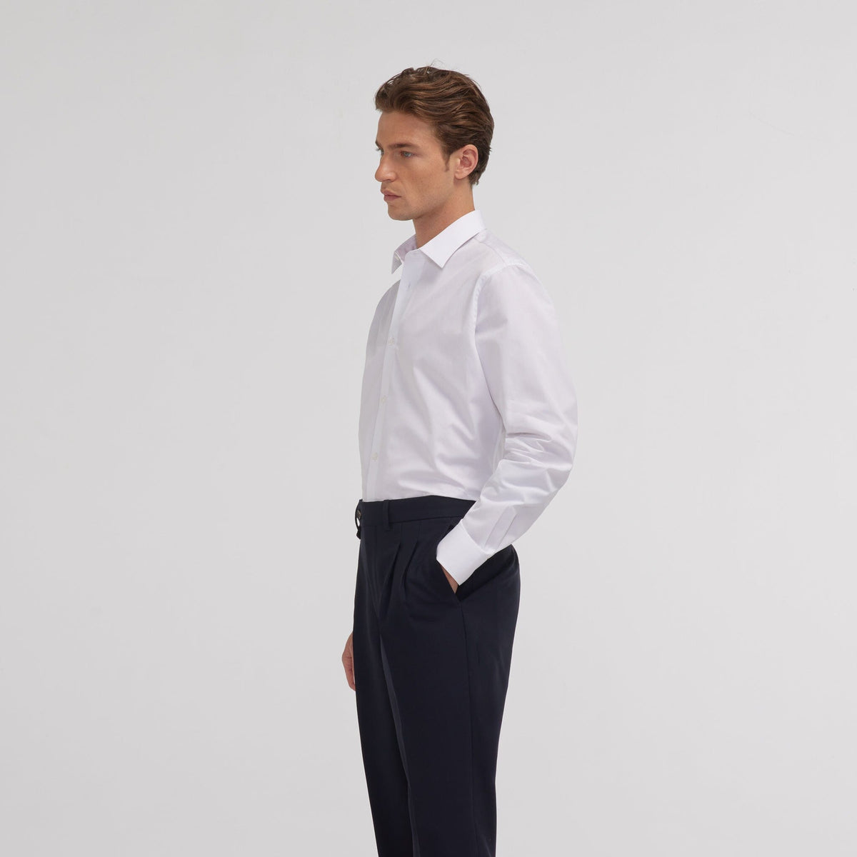 Chemise grande longueur en popeline blanche