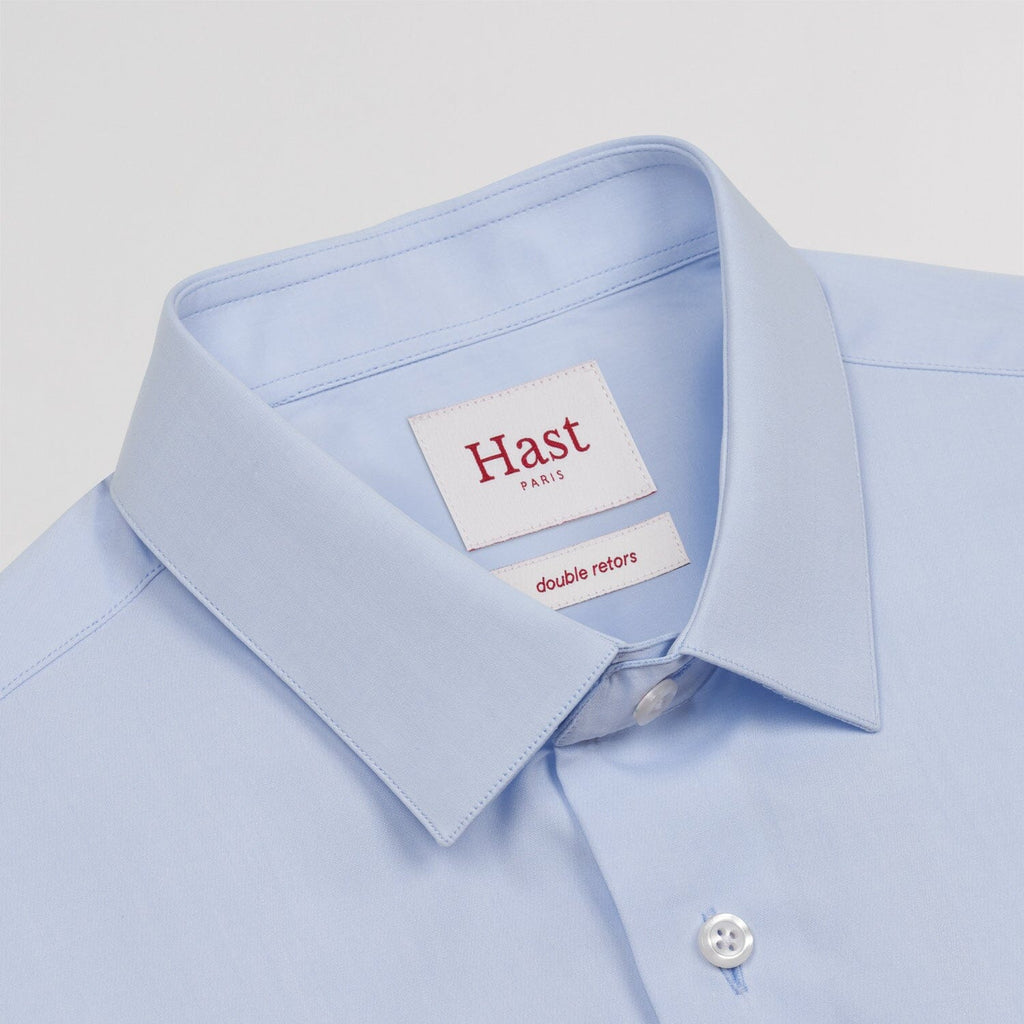 Chemise grande longueur en popeline bleu ciel