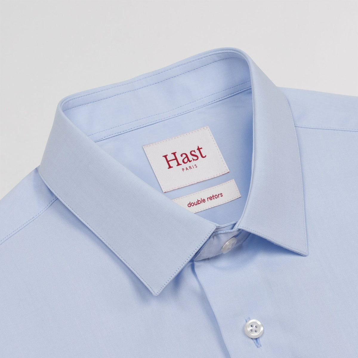 Chemise grande longueur cintrée en popeline bleu ciel