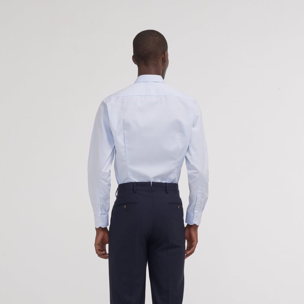 Chemise grande longueur cintrée en popeline bleu ciel
