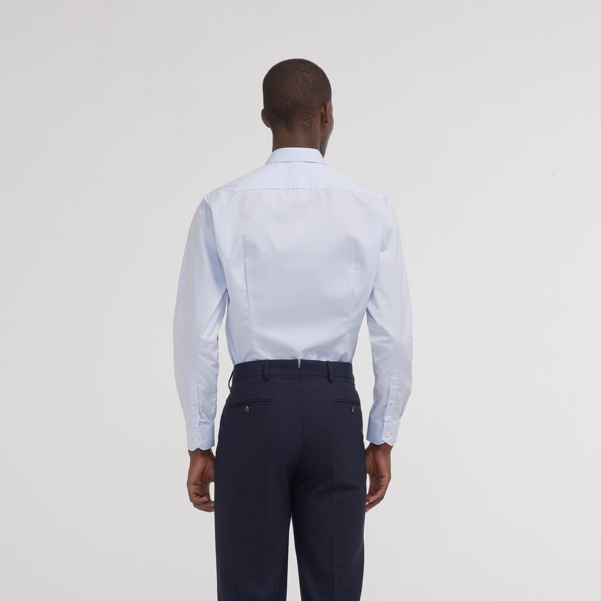 Chemise grande longueur cintrée en popeline bleu ciel