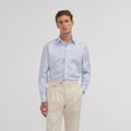 Chemise grande longueur en popeline bleu ciel
