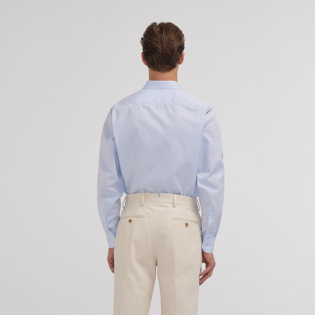 Chemise grande longueur en popeline bleu ciel