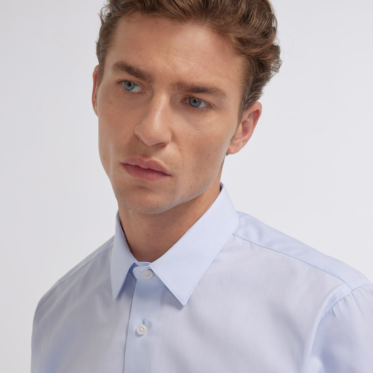 Chemise en popeline double retors bleu ciel