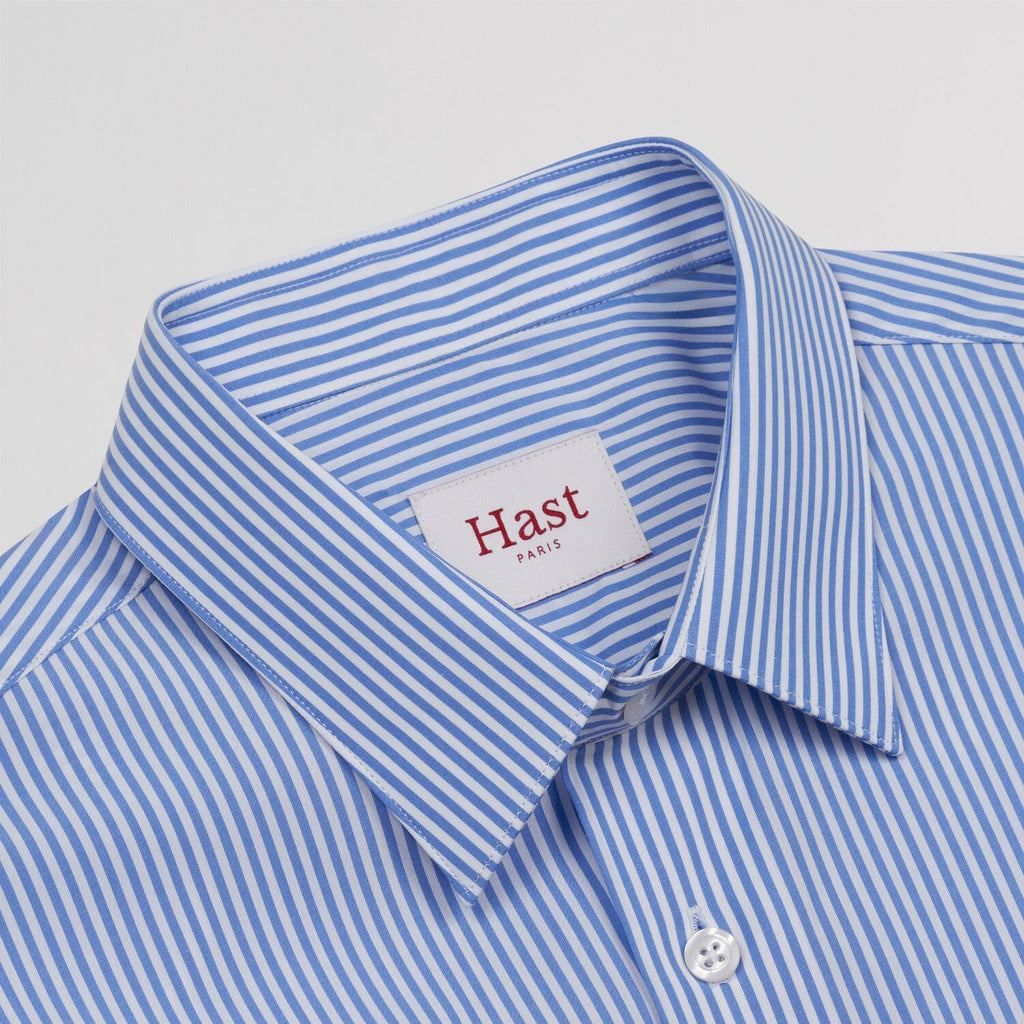Chemise cintrée en popeline à rayures bleues