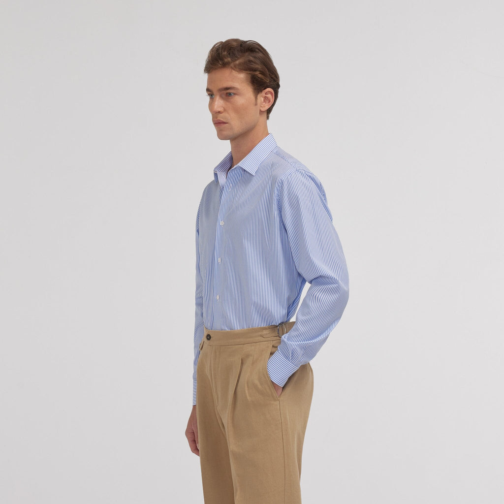 Chemise en popeline à rayures bleues