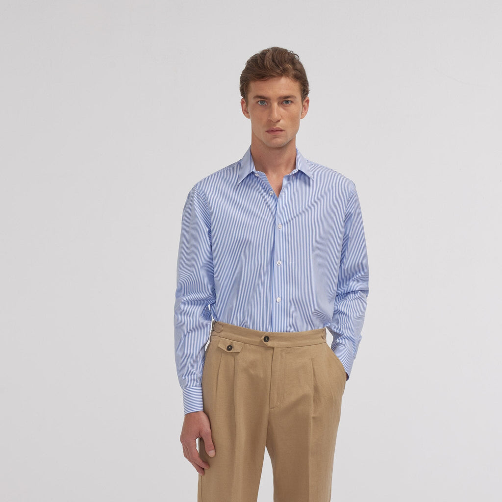 Chemise en popeline à rayures bleues
