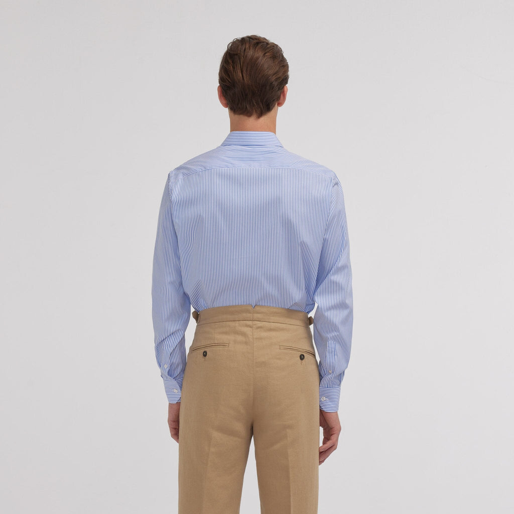 Chemise en popeline à rayures bleues