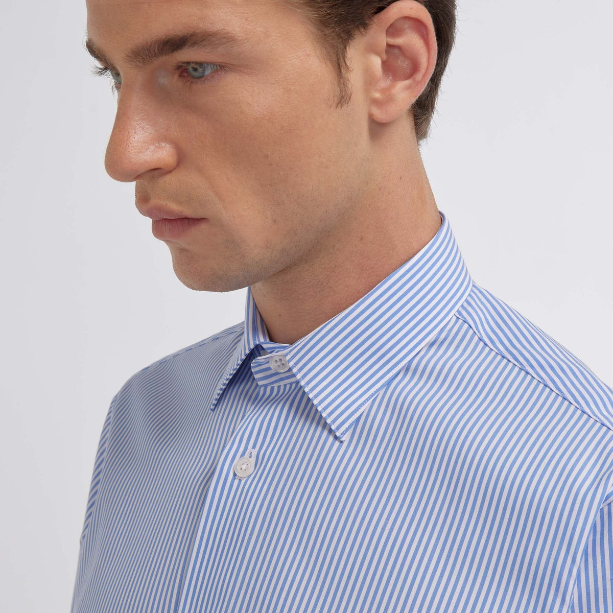 Chemise en popeline à rayures bleues