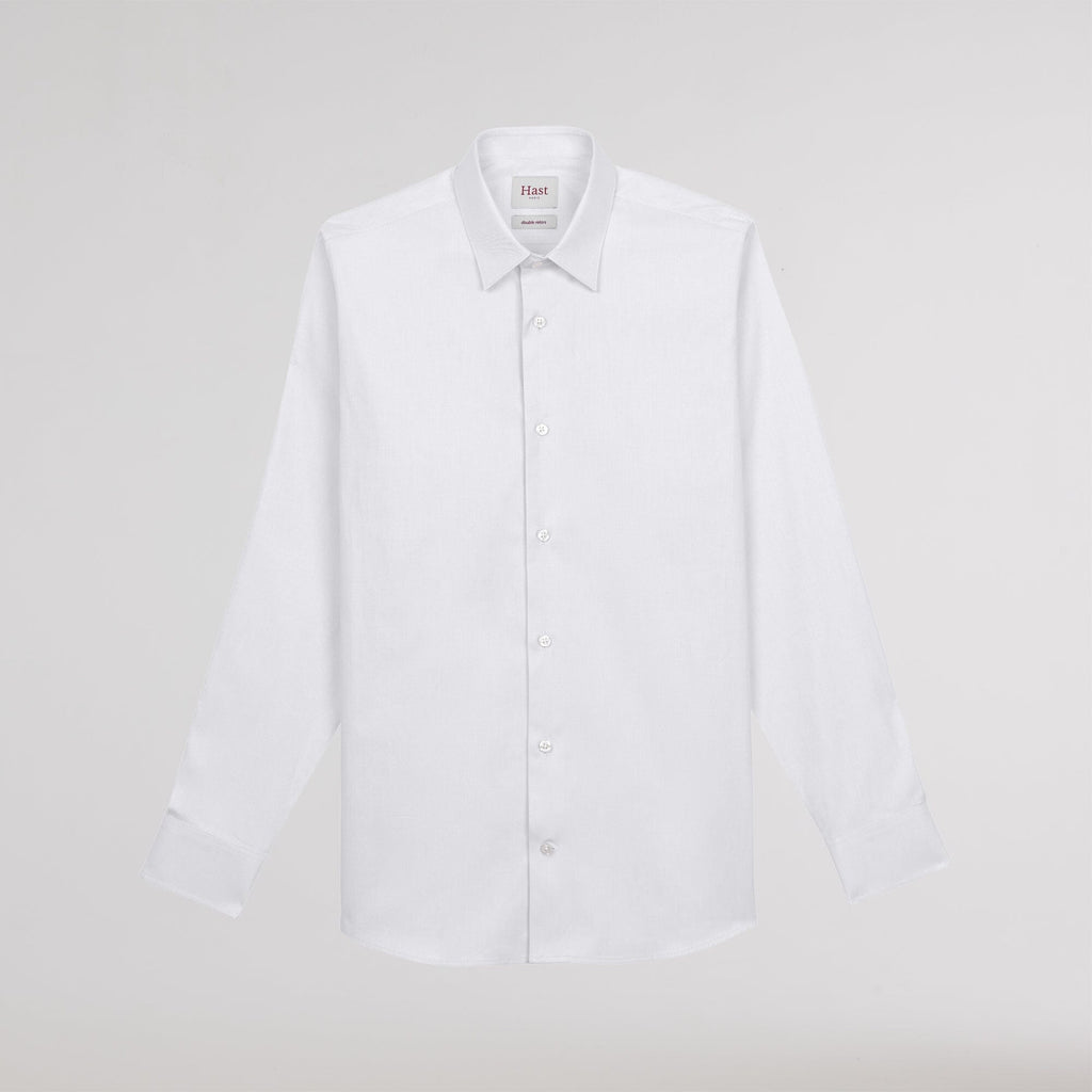 Chemise grande longueur en oxford double retors blanche