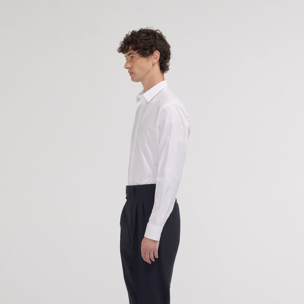 Chemise grande longueur cintrée en oxford blanche