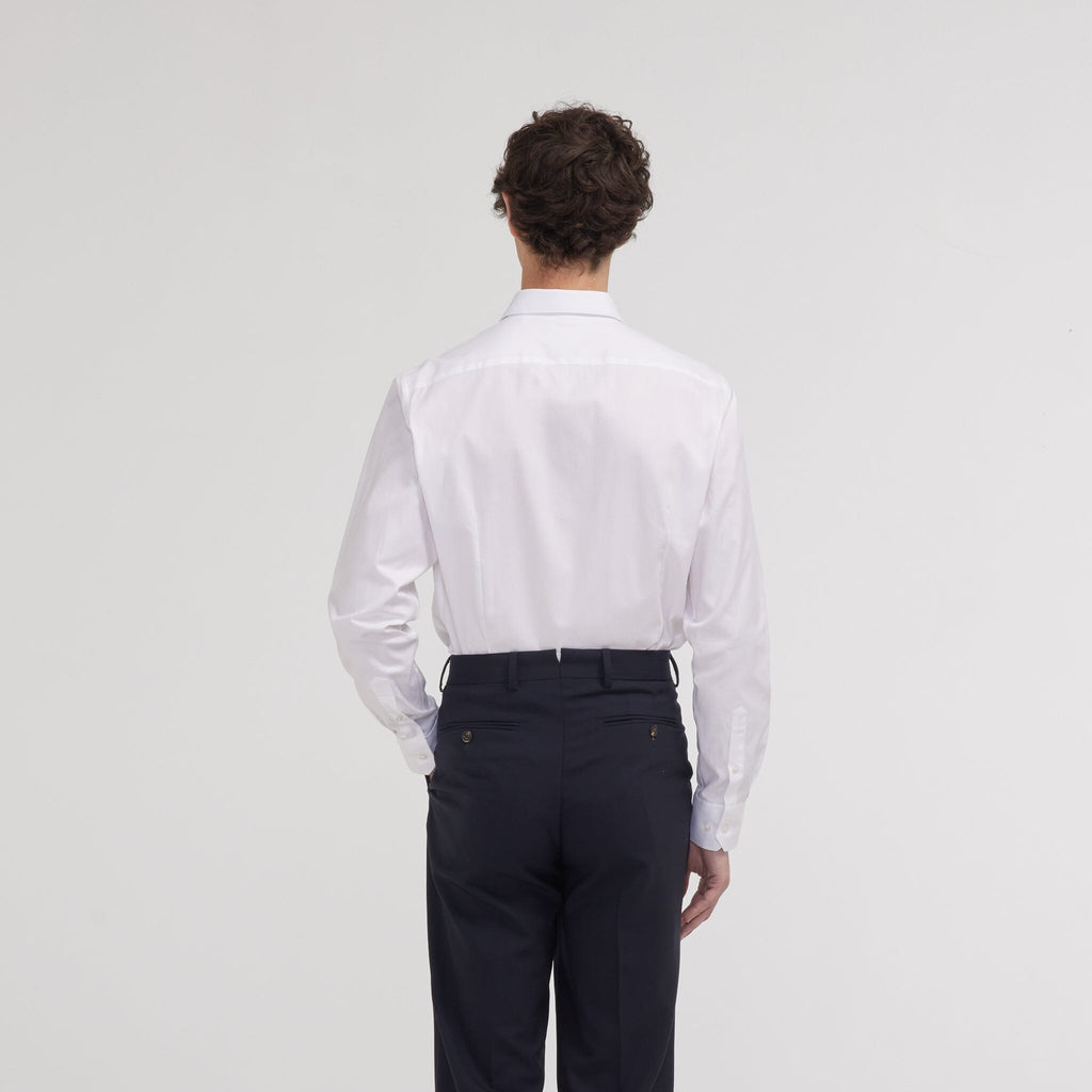 Chemise grande longueur cintrée en oxford blanche
