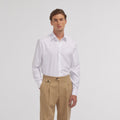 Chemise grande longueur en oxford double retors blanche