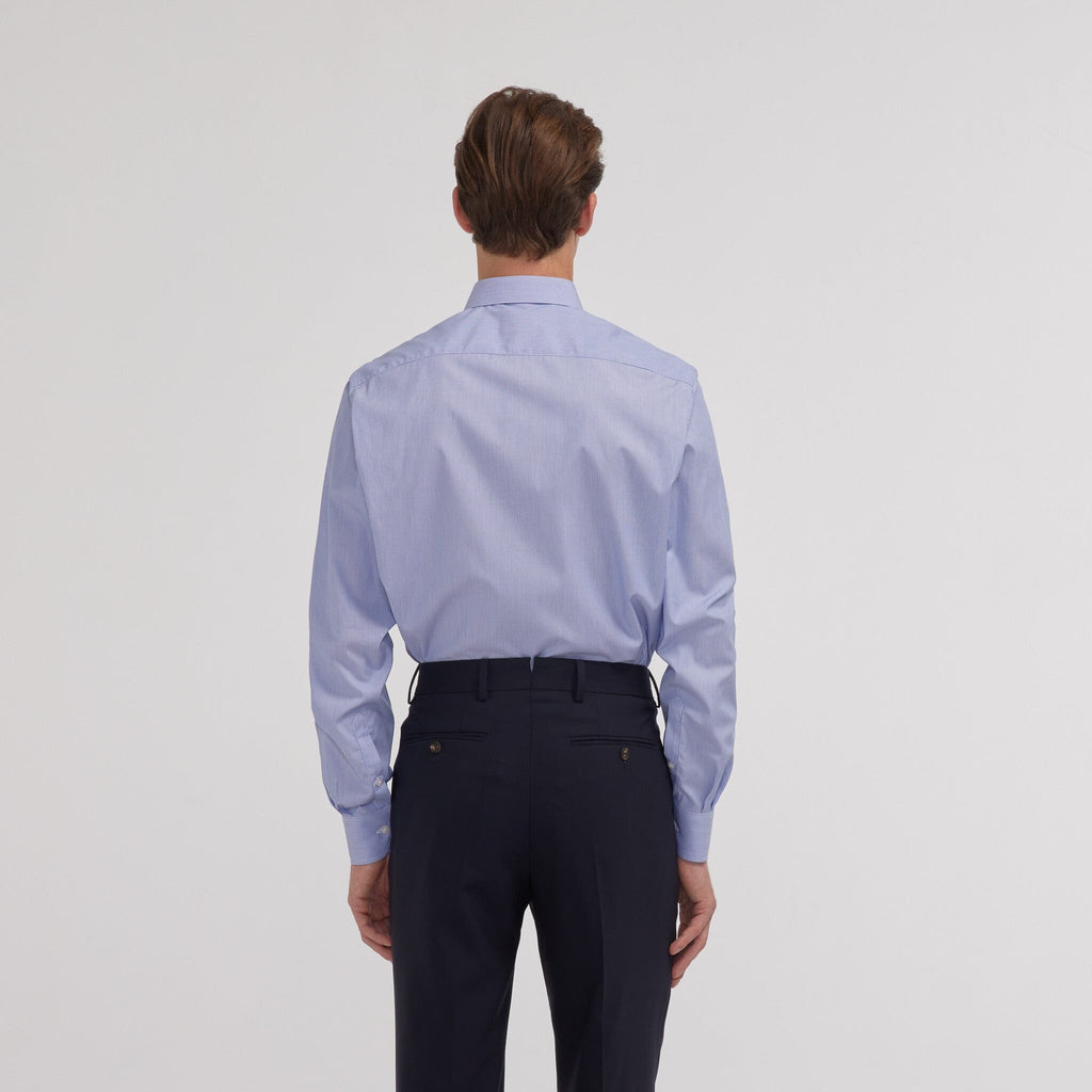 Chemise en popeline faux-uni à fines rayures bleues