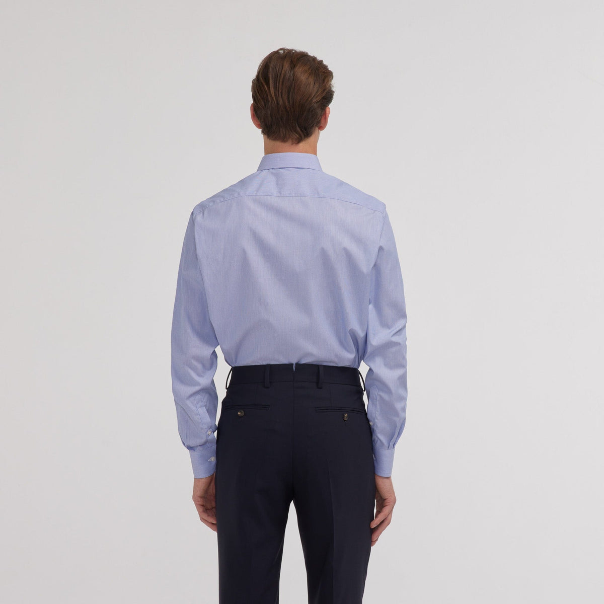 Chemise en popeline faux-uni à fines rayures bleues
