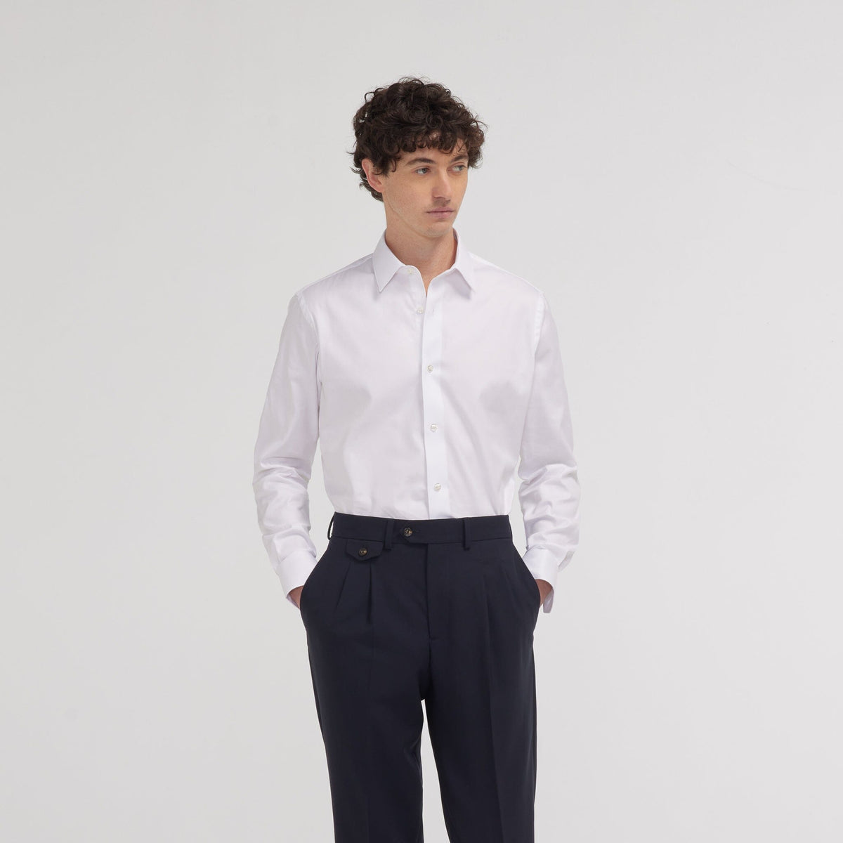 Chemise cintrée en twill blanche