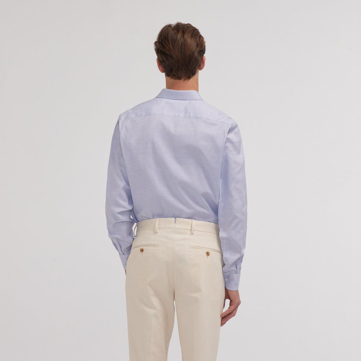 Chemise en royal oxford pied de puce bleue
