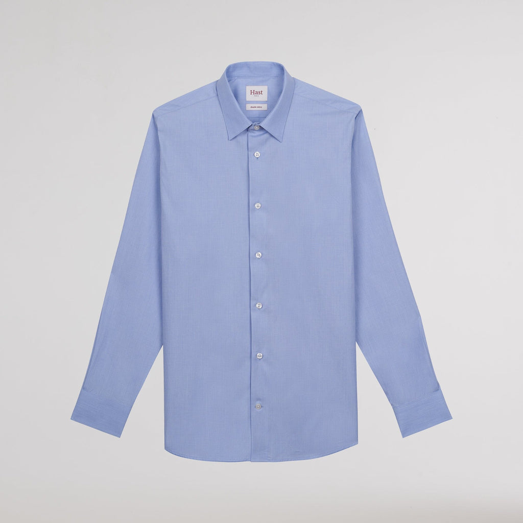 Chemise cintrée en fil-à-fil double retors bleue