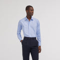 Chemise cintrée en fil-à-fil double retors bleue