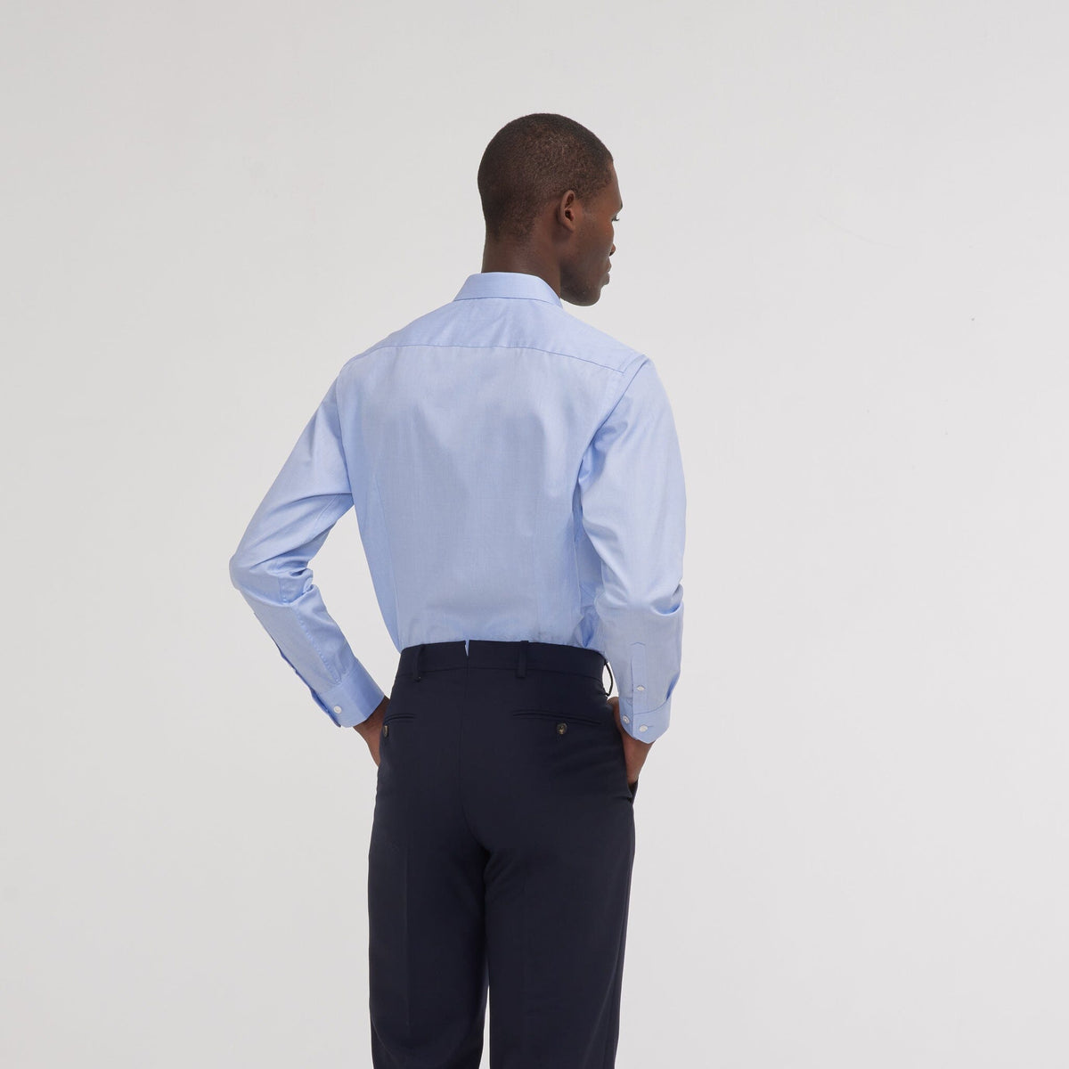 Chemise cintrée en fil-à-fil double retors bleue