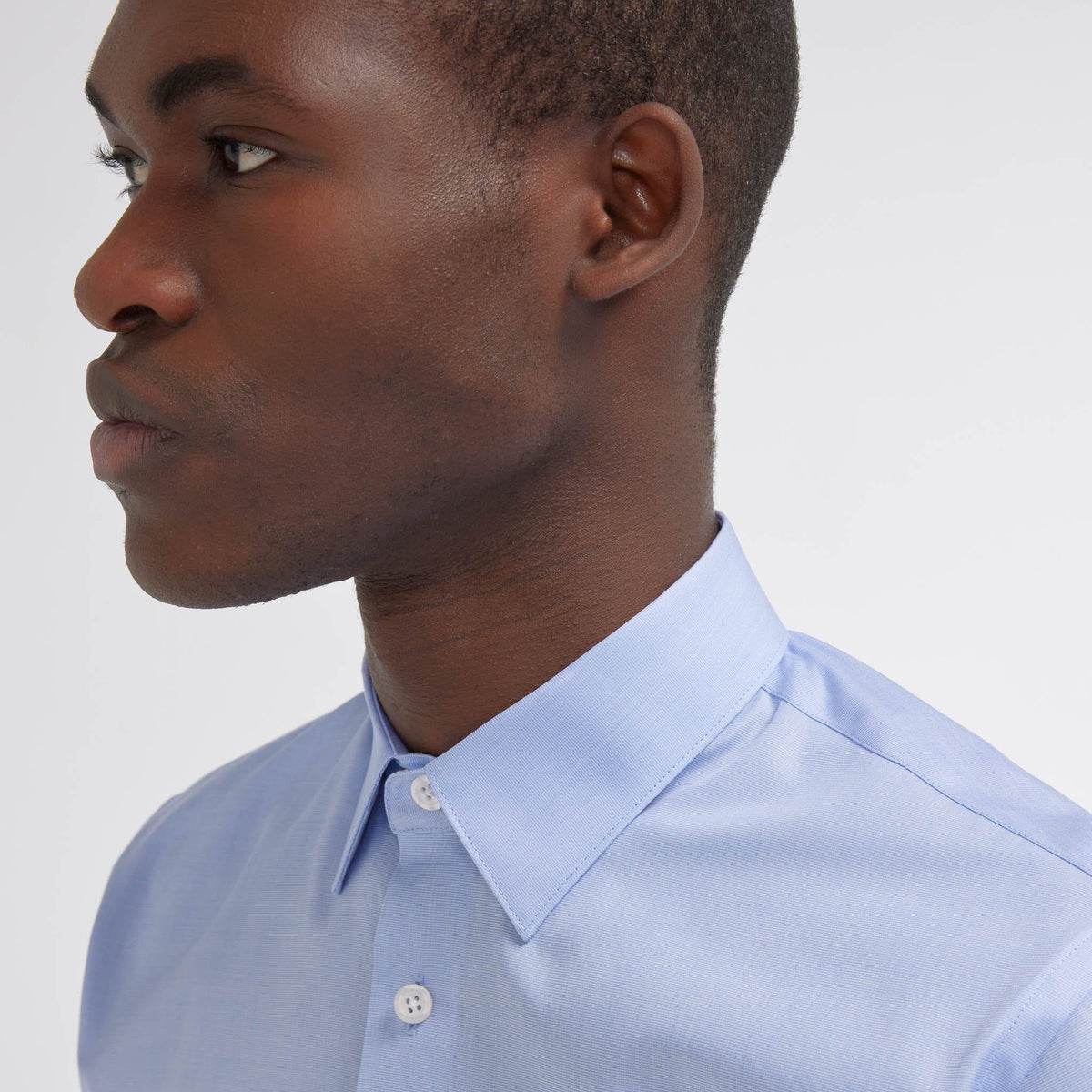 Chemise cintrée en fil-à-fil double retors bleue