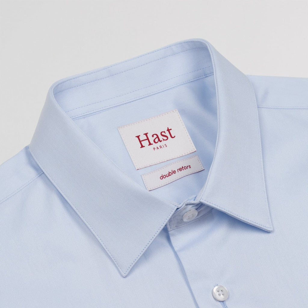 Chemise en twill double retors bleu ciel
