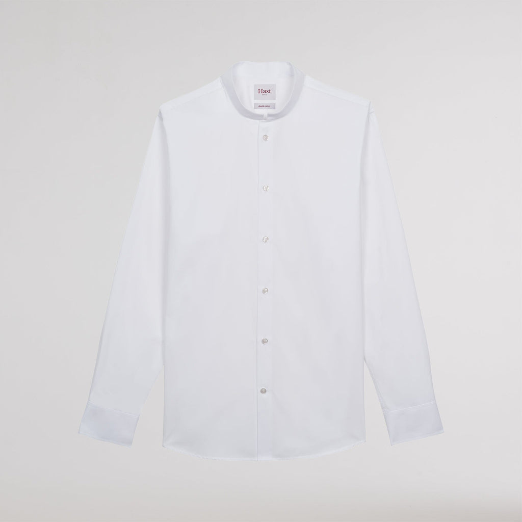 Chemise cintrée en popeline double retors blanche