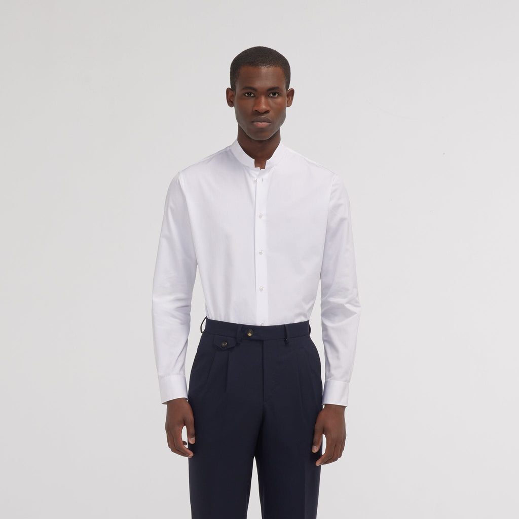 Chemise cintrée en popeline double retors blanche
