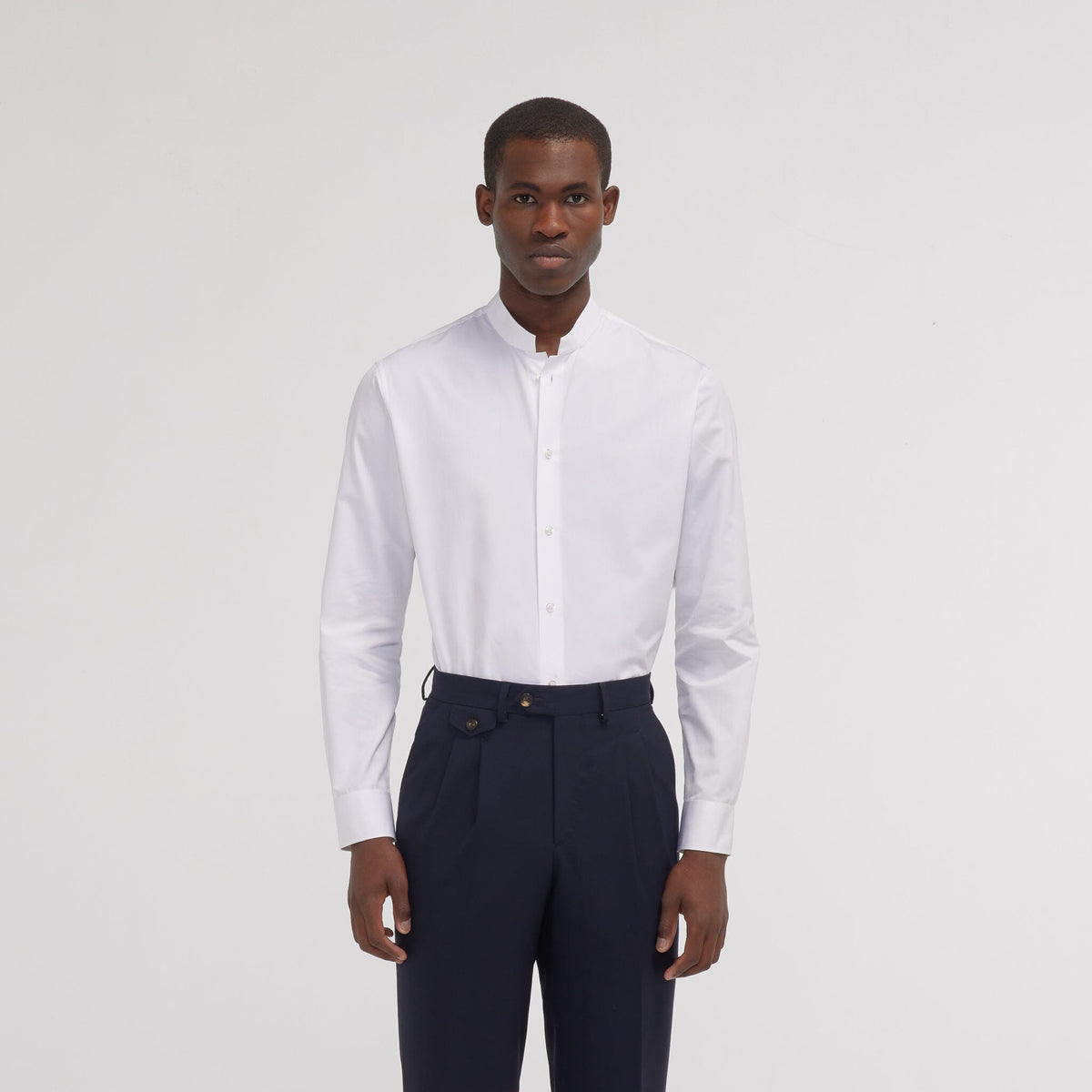 Chemise cintrée en popeline double retors blanche