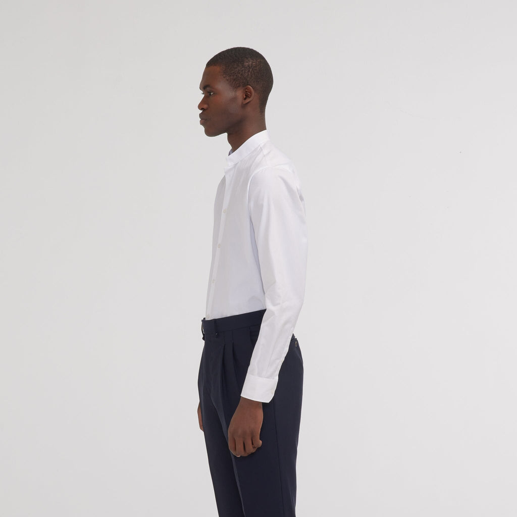 Chemise cintrée en popeline double retors blanche